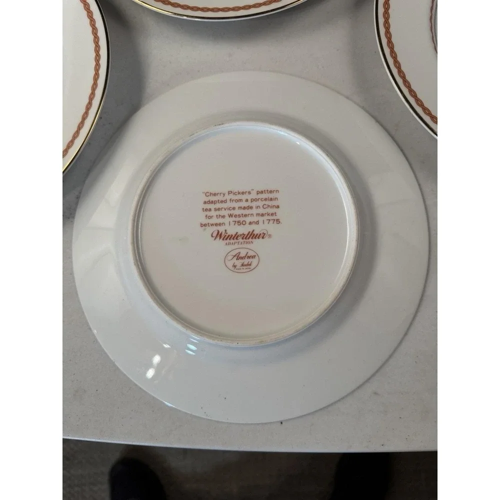 7 Andrea by Sadek Winterthur Cherry Pickers Porcelain‎ Plates Japan